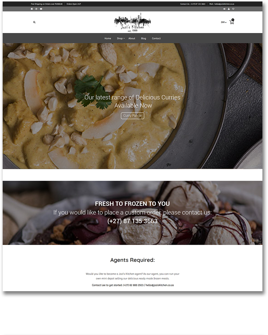 Jozi's Kitchen - Shopify Website Development