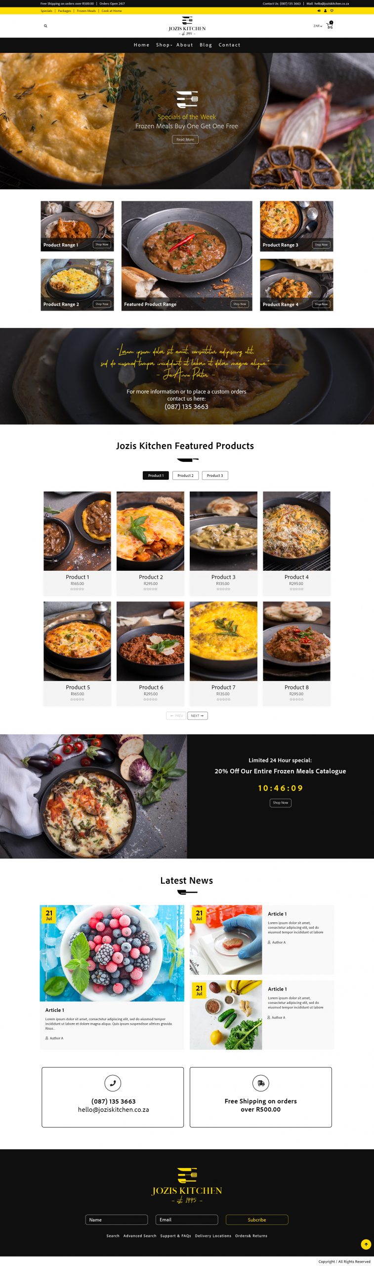 Shopify Web Design for Jozi's Kitchen